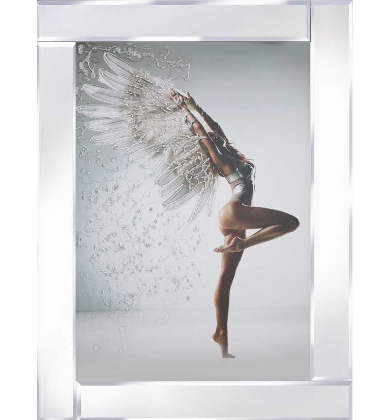 Mirror Framed Sparkle Art "Dancing Angel" 95cm x 75cm