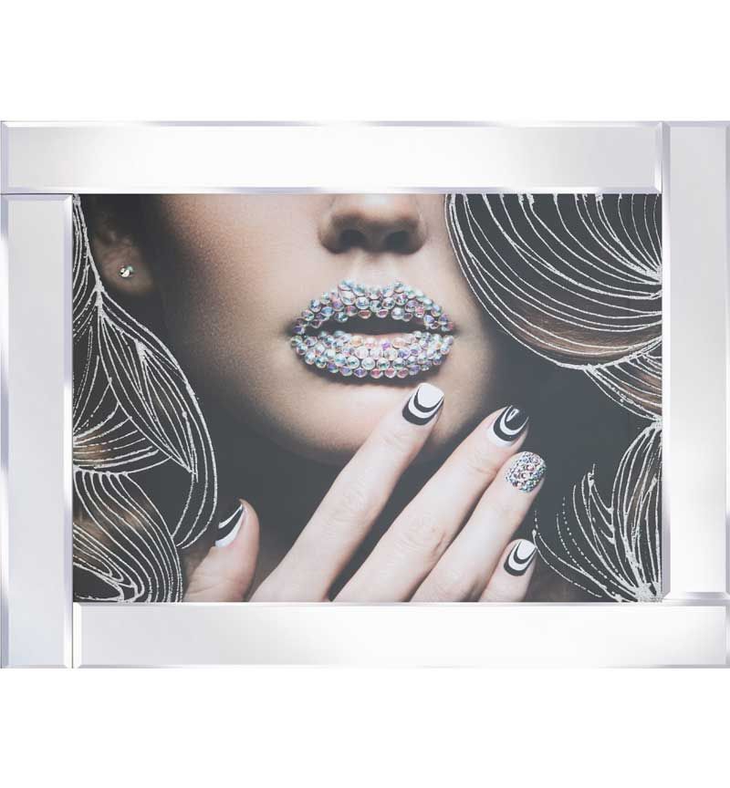 Mirror framed art print "Sparkle Lips & Nails" 95cm x 75cm