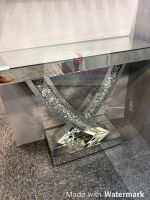 *Diamond Crush Crystal Curve Console Table 90cm