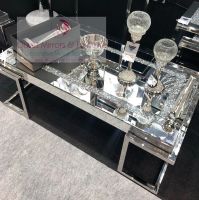 * New Diamond Crush Crystal Sparkle Coffee Table with Silver Chrome base frame 