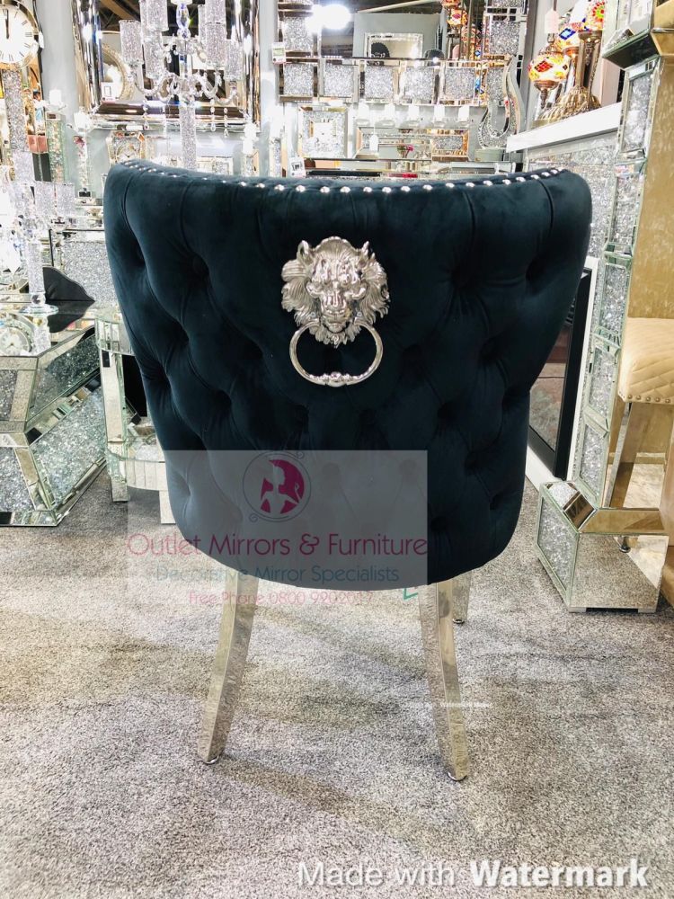 Lion Knocker Back Dining Chair Quilted Stitch seat and Buttoned Back Design