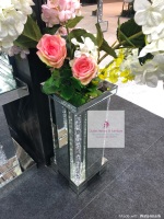 * New Diamond Crush Sparkle Crystal Pillar Mirrored Vase Large
