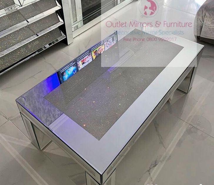 Glamour Sparkle Mirrored Coffee Table with border trim