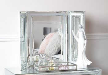 Mirrored Grey Tri fold Mirror