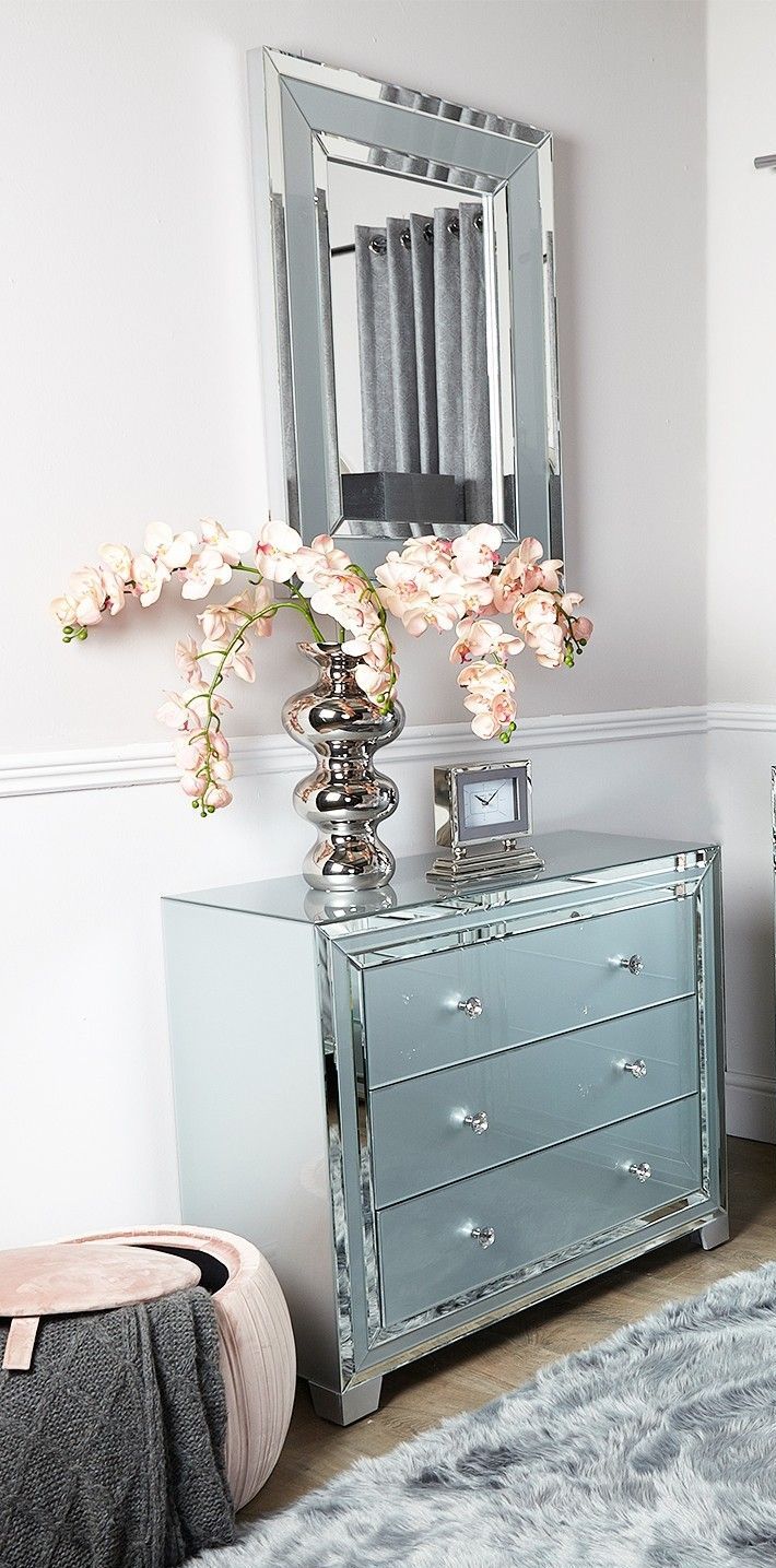 Mirrored Grey 3 Draw Large chest 