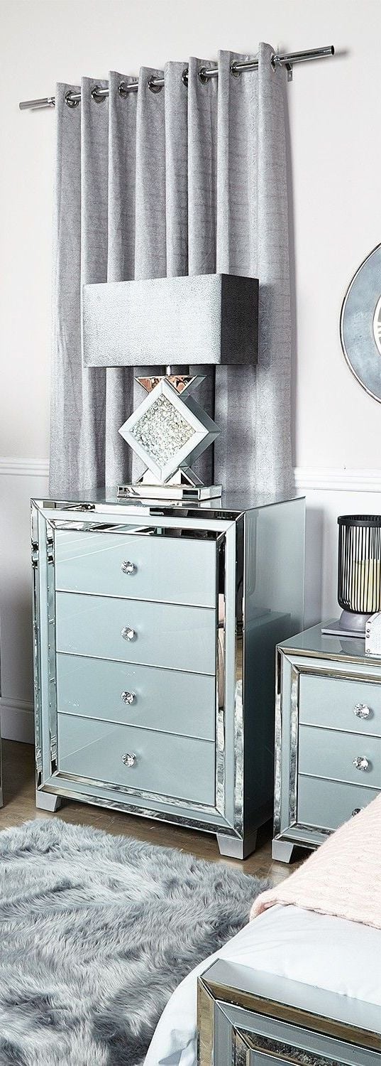 Mirrored Grey 4 Draw Large chest 