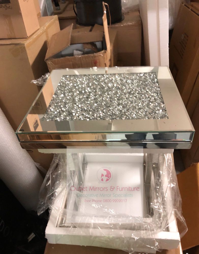 * New Diamond Crush Crystal Sparkle Nesting Tables with Silver Chrome base frame in stock