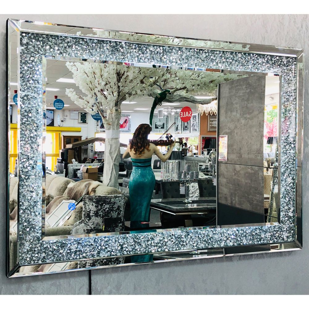 Diamond Crush Sparkle Led Wall Mirror 100cm x 70cm