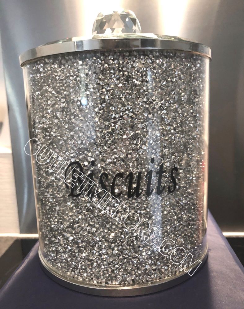" New Diamond Crush Biscuit Barrel  in stock Large - 15.5cm dia 
