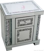 * Diamond Crush Sparkle Pillar Mirrored Bedside Chest