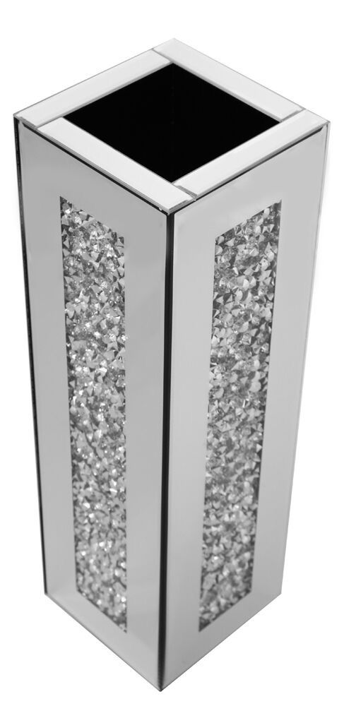 * New Diamond Crush Sparkle Crystal Mirrored Cube Vase Medium