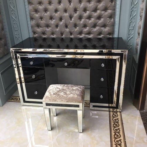*Atlanta Black & Mirrored 7 Draw Dressing Table