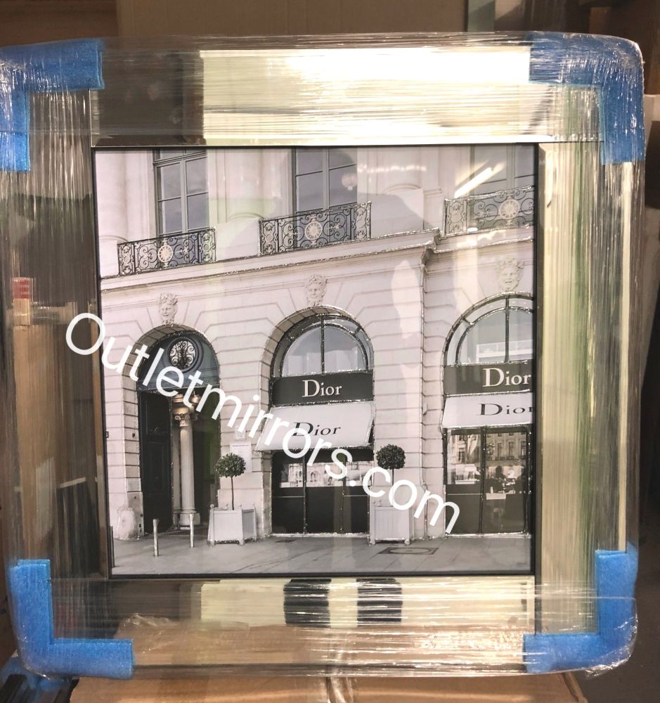 Boutique Dior Glamour Art in a Mirrored Frame 55cm x 55cm 