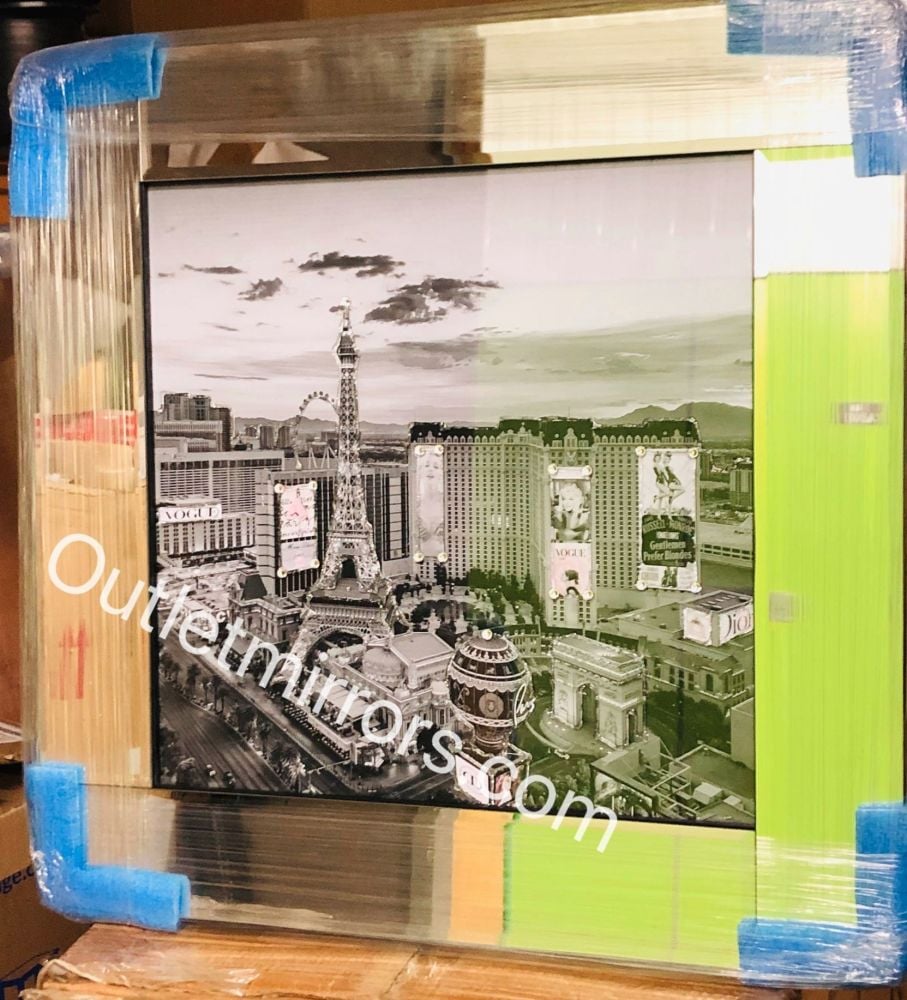  Boutique Vegas Glamour Art in a Mirrored Frame 55cm x 55cm 