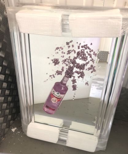 Gordons Pink Gin Wall Art In A Chrome Silver Stepped Frame In Stock