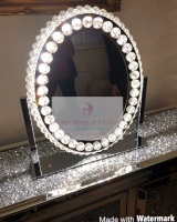 * New LED Crystal Oval Make Up Mirror 49cm  x 13cm x 46cm