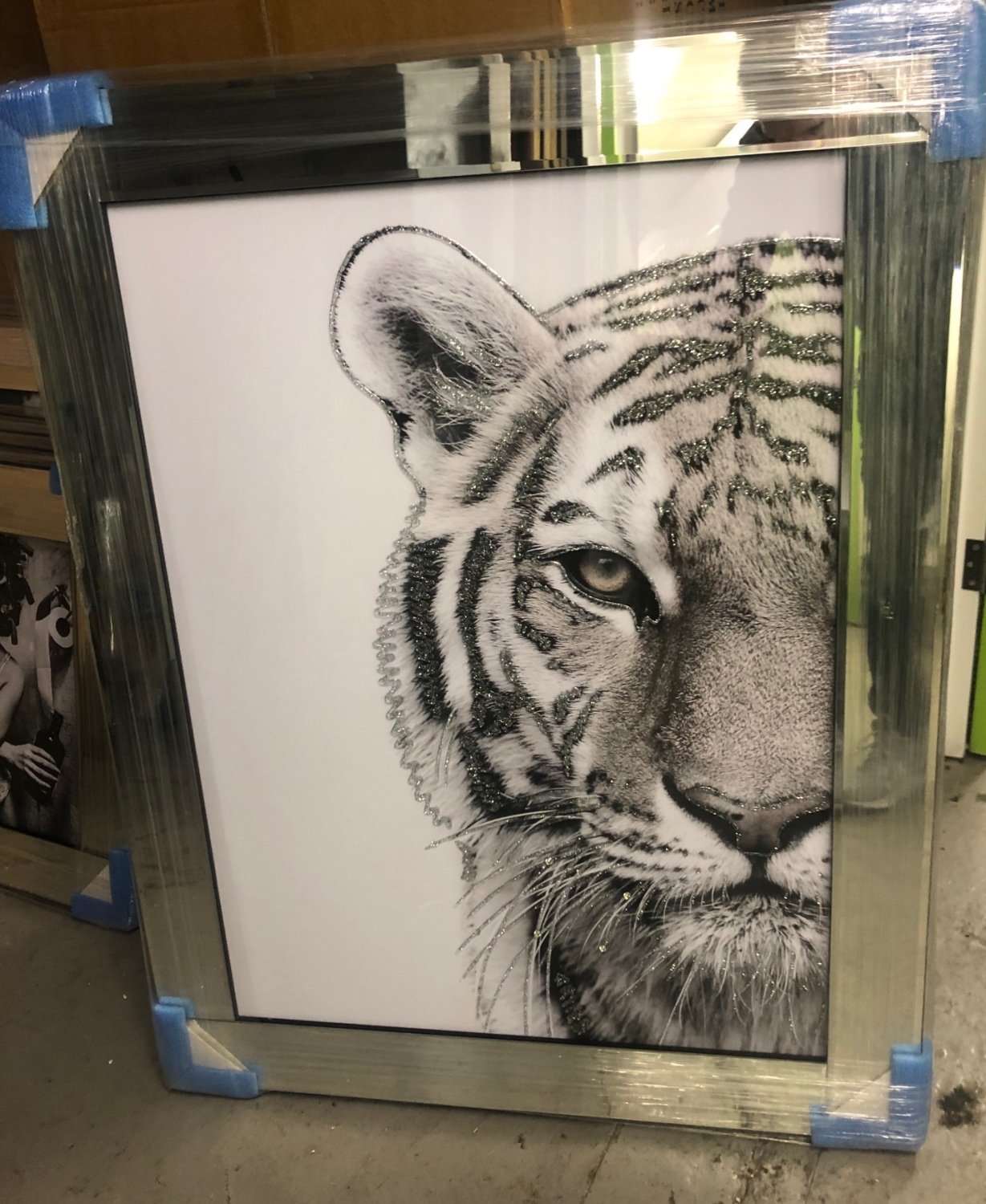 Mirror framed "Tiger Pose" Wall Art