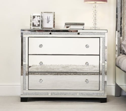 Milano Mosaic Crush Mirrored 3 Draw Chest