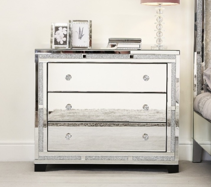Milano Mosaic Crush Mirrored 3 Draw Chest