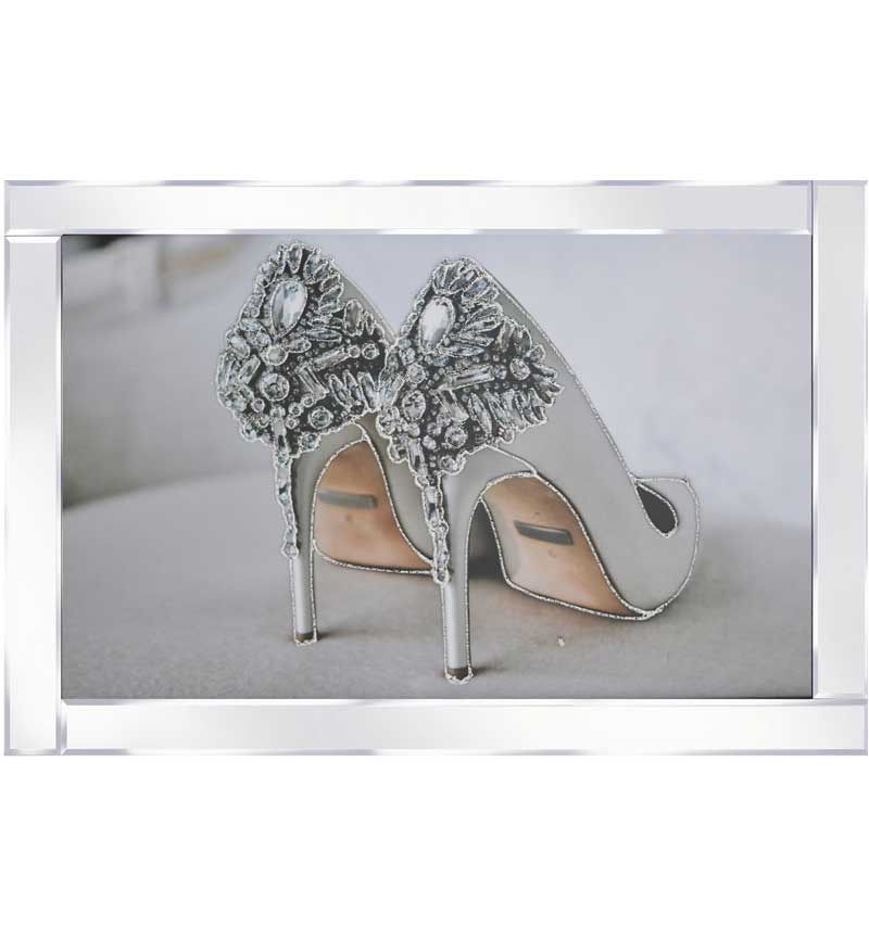 Mirror framed art print " Diamante Shoes" 100cm x 60cm 