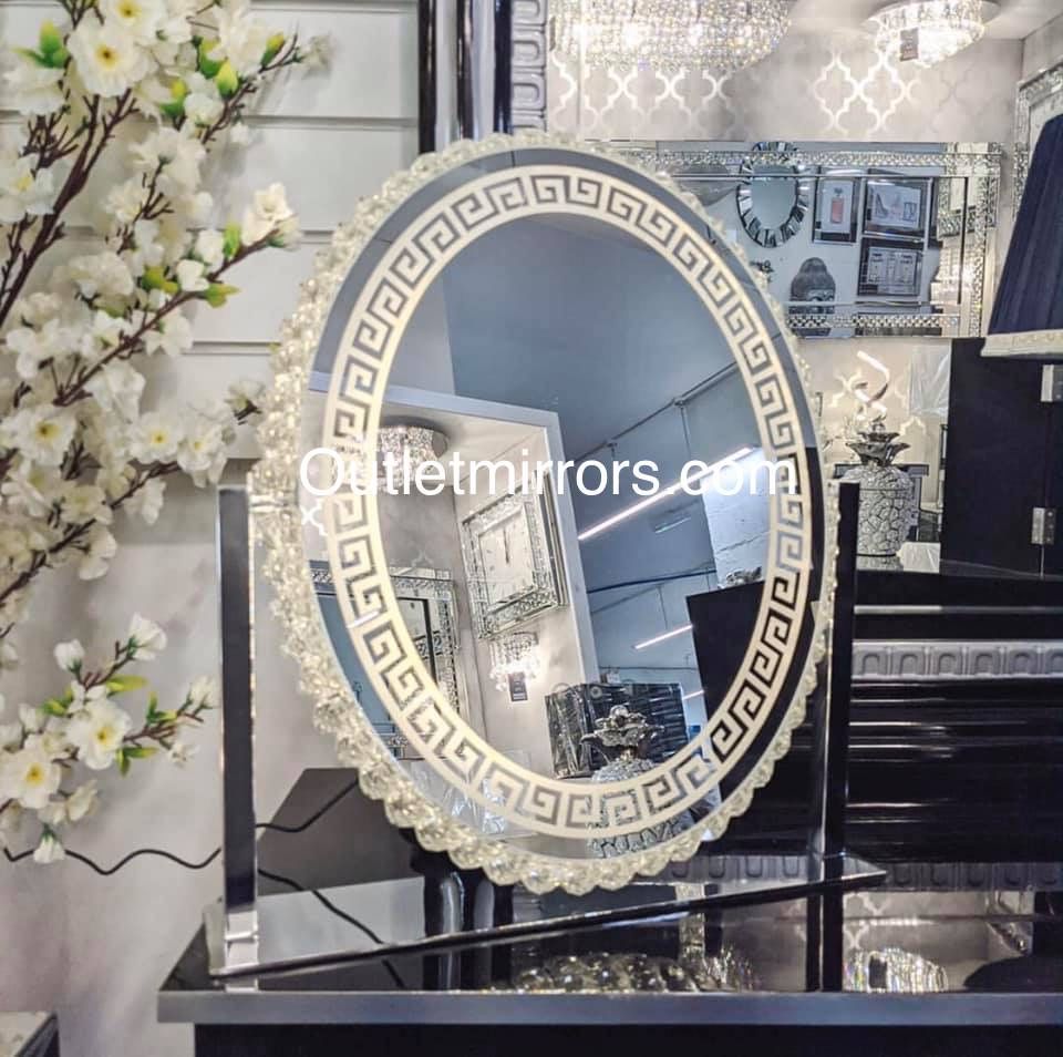 * New LED Crystal Oval pattern border Make Up Mirror 49cm x 13cm x 36cm