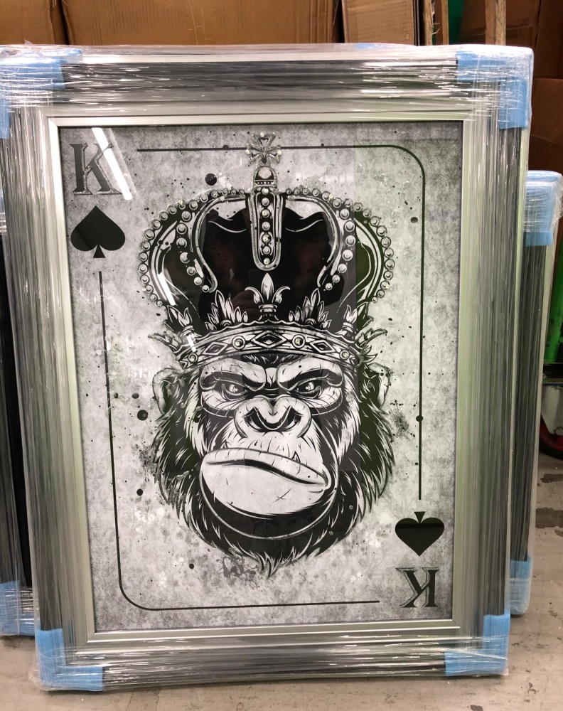 Mirror framed  Playing Card Art Wall Art Monkey King  in a 2 Tone frame 