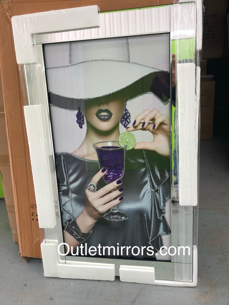 Mirror framed Sparkle Liquid Art "Glamour Lady 3"