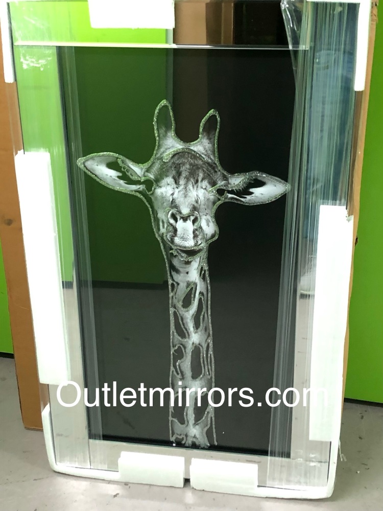 Mirror framed art "Giraffe" 100cm x 60cm