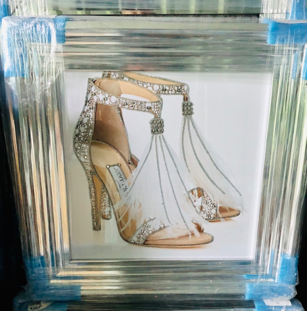 "Glitter Sparkle  Shoes" in a Chrome stepped  frame 