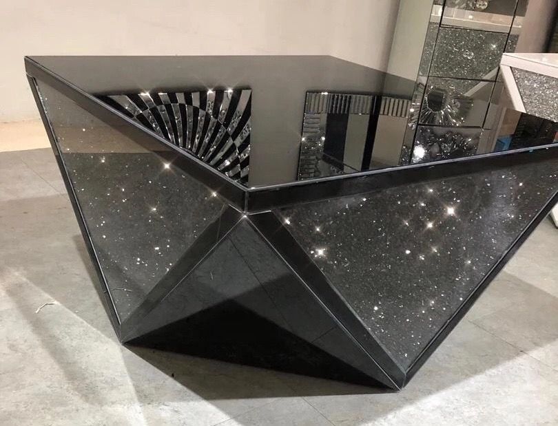 Diamond crush Prism coffee table in Black in stock