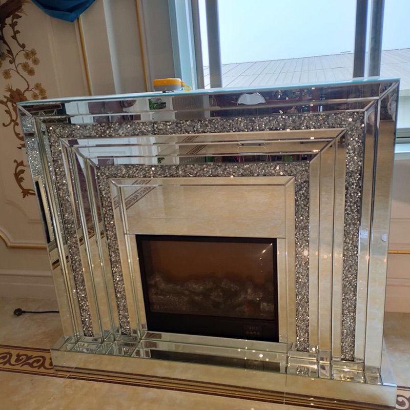 *Diamond Crush Sparkle Levels Mirrored fire surround with electric fire 