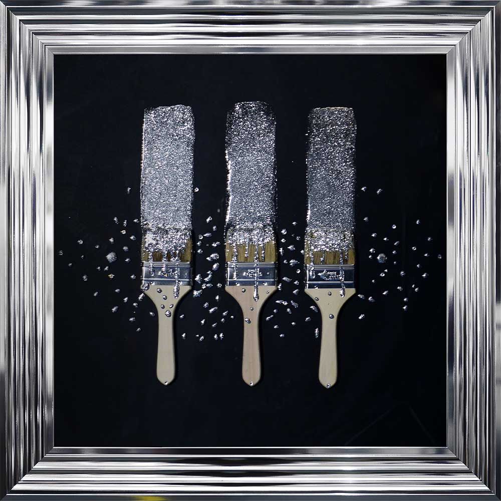 Quirky Sparkle Glitter Paint Brush Wall Art 75cm x 75cm Item in stock