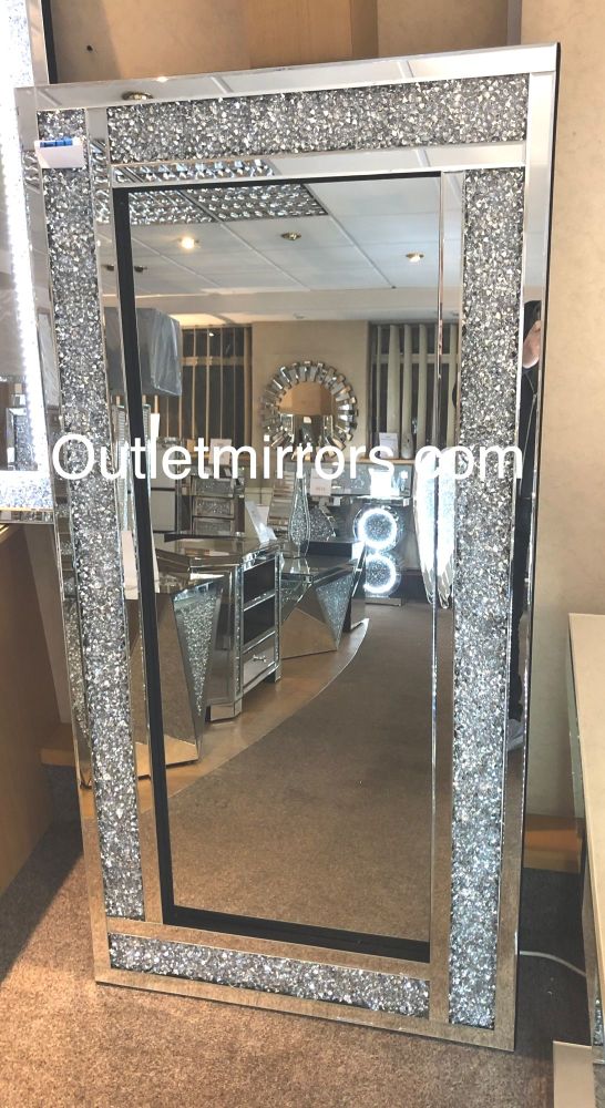 * New  Diamond Crush Sparkle Mirror wide border 160cm x 80cm in stock