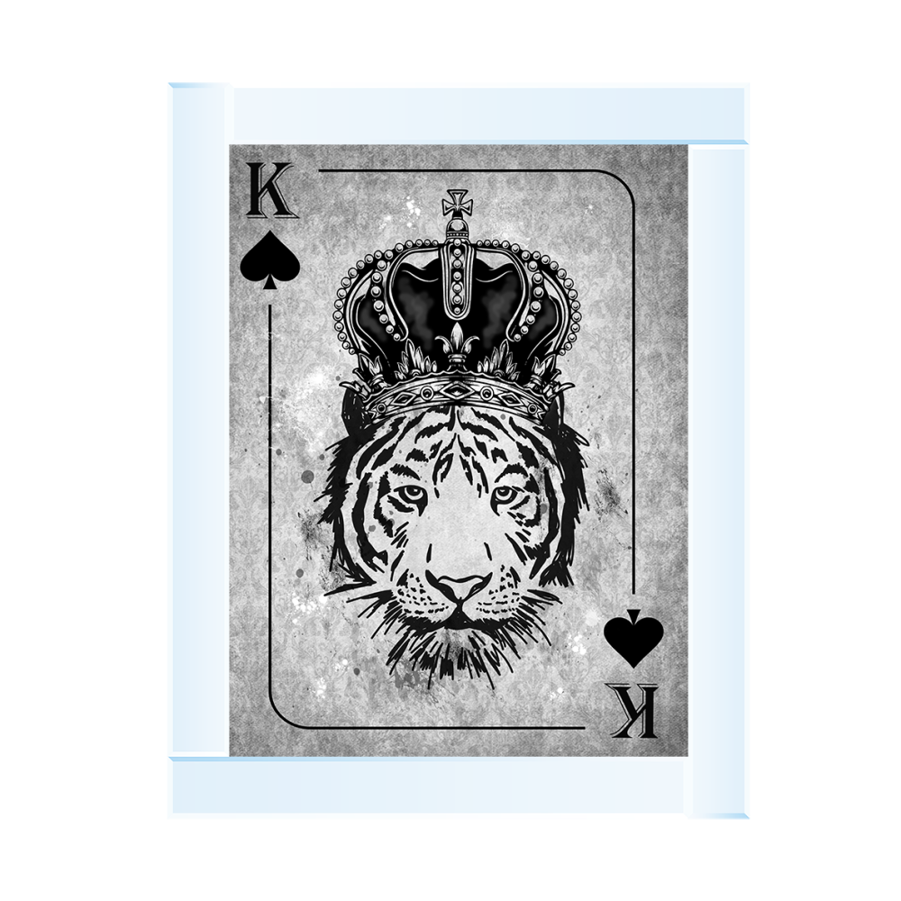 Mirror framed  Playing Card Art Wall Art  King of Spades Tiger  in a mirror frame 