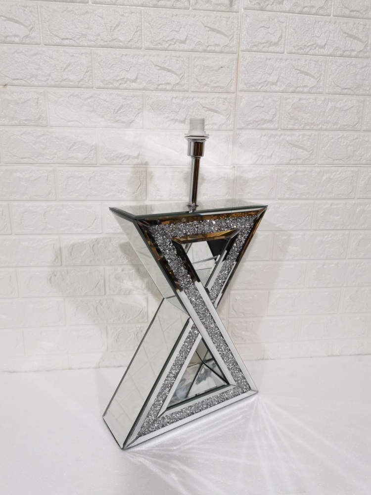 *Diamond Crush Crystal Sparkle Mirrored X Table Lamp