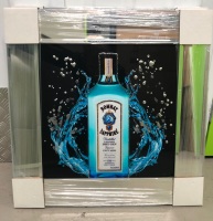 ** Bombay Sapphire Glitter Art Mirrored Frame ** 55cm x 55cm 