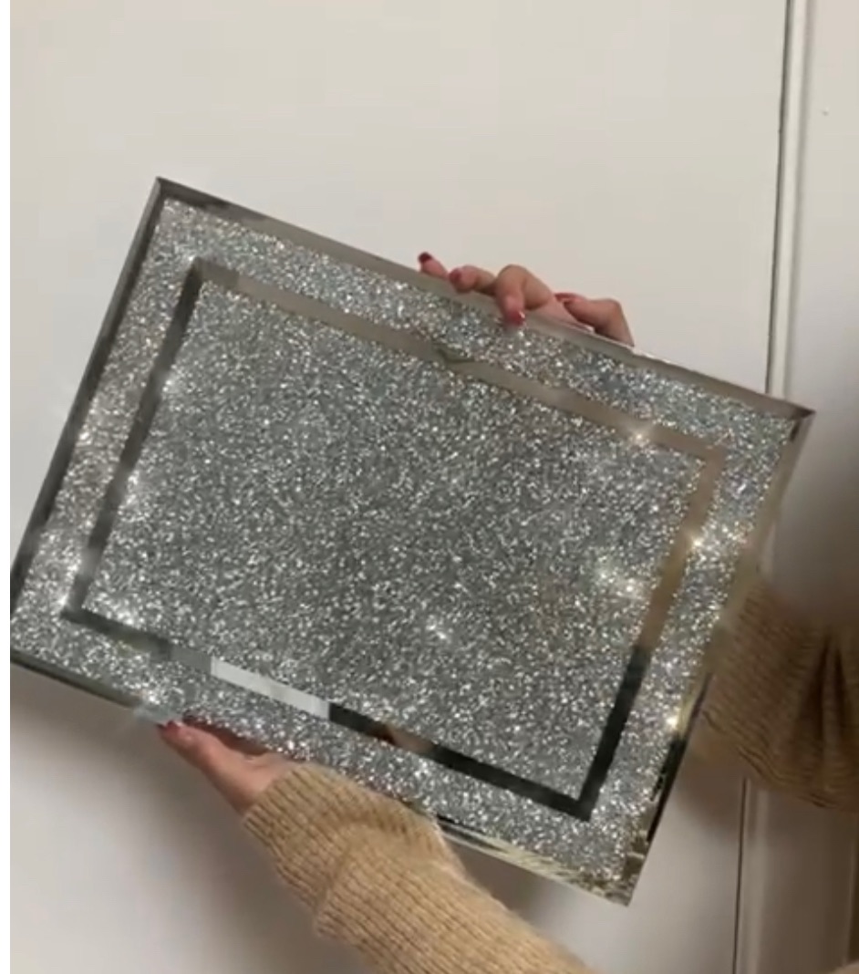 8" x 10" Sparkle Crushed Diamond Glitz Crystal Mirrored Glass Box Photo Frame 