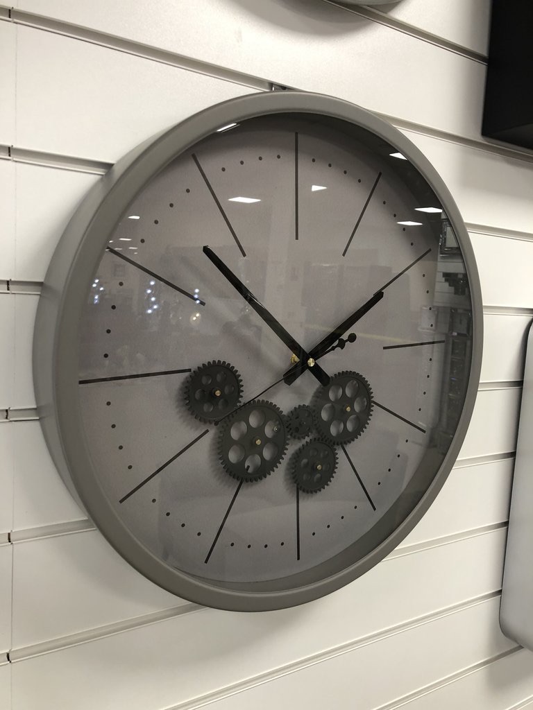 Grey & White Round Skeleton Clock - 46cm 