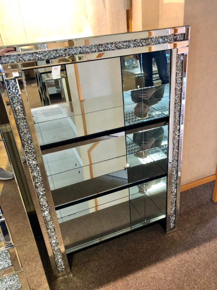 * Diamond Crush Crystal Mirrored 3 Shelf Display Unit