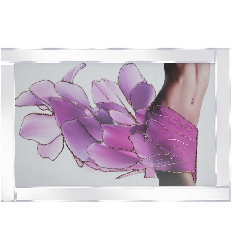 Mirror framed "Ladies Figure Adorned with Purple Drapes" wall art