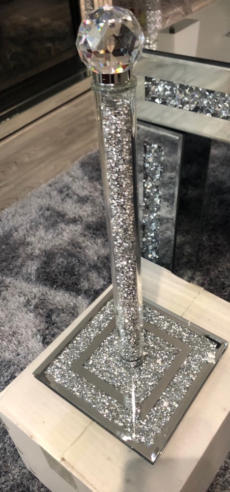 " New Diamond Crush Sparkle Kitchen Roll Holder 42cm high 