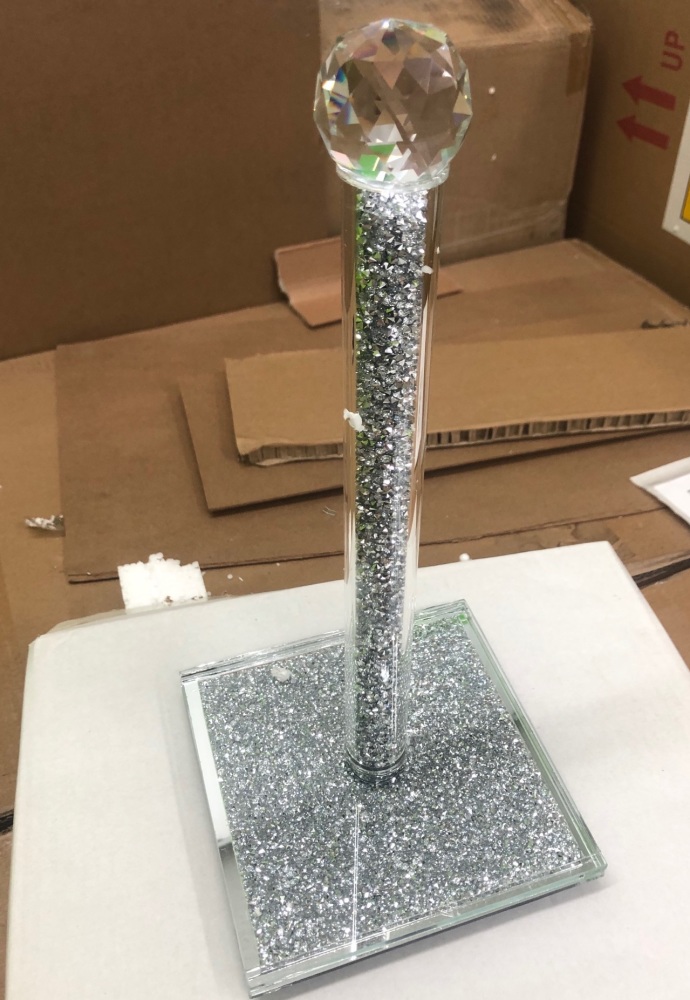 " New Diamond Crush Sparkle Kitchen Roll Holder 35cm high - in stock