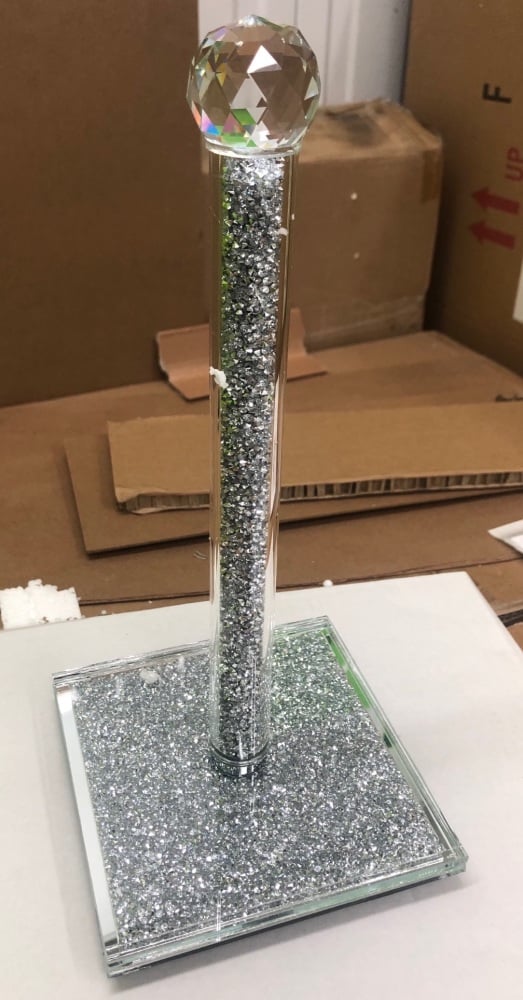 " New Diamond Crush Sparkle Kitchen Roll Holder 35cm high - in stock