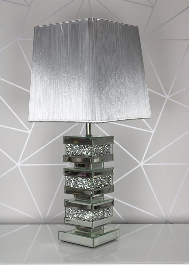 *Diamond Crush Crystal Sparkle Venessa Mirrored Lamp with shade - item in s