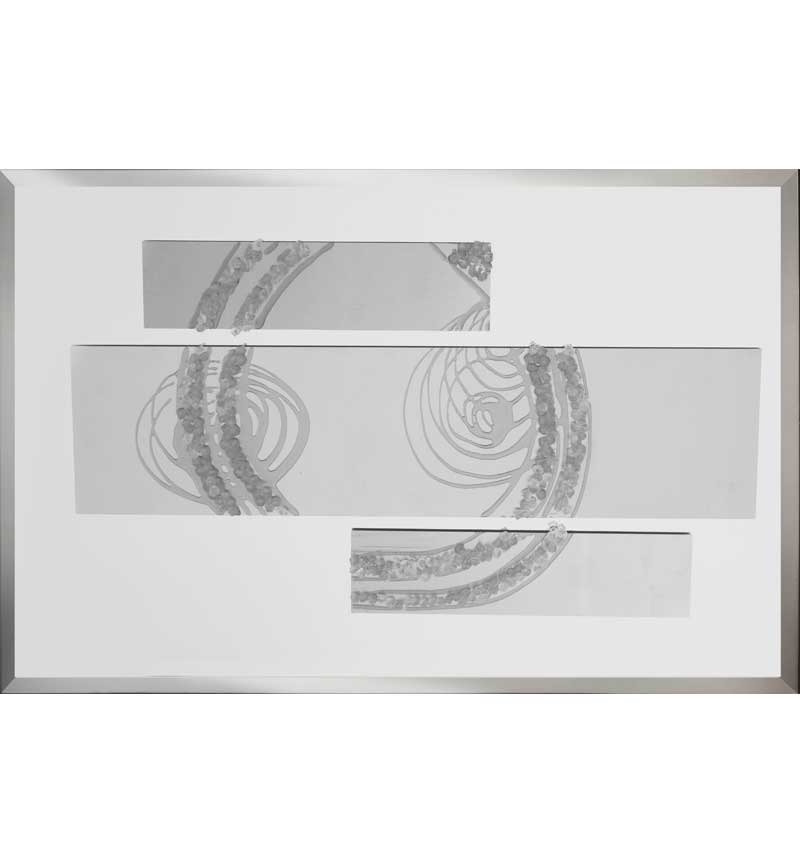 Abstract Silver Mirrored Wall Art Panels 2 sizes