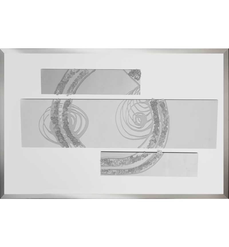 Abstract Silver Mirrored Wall Art Panels 2 sizes