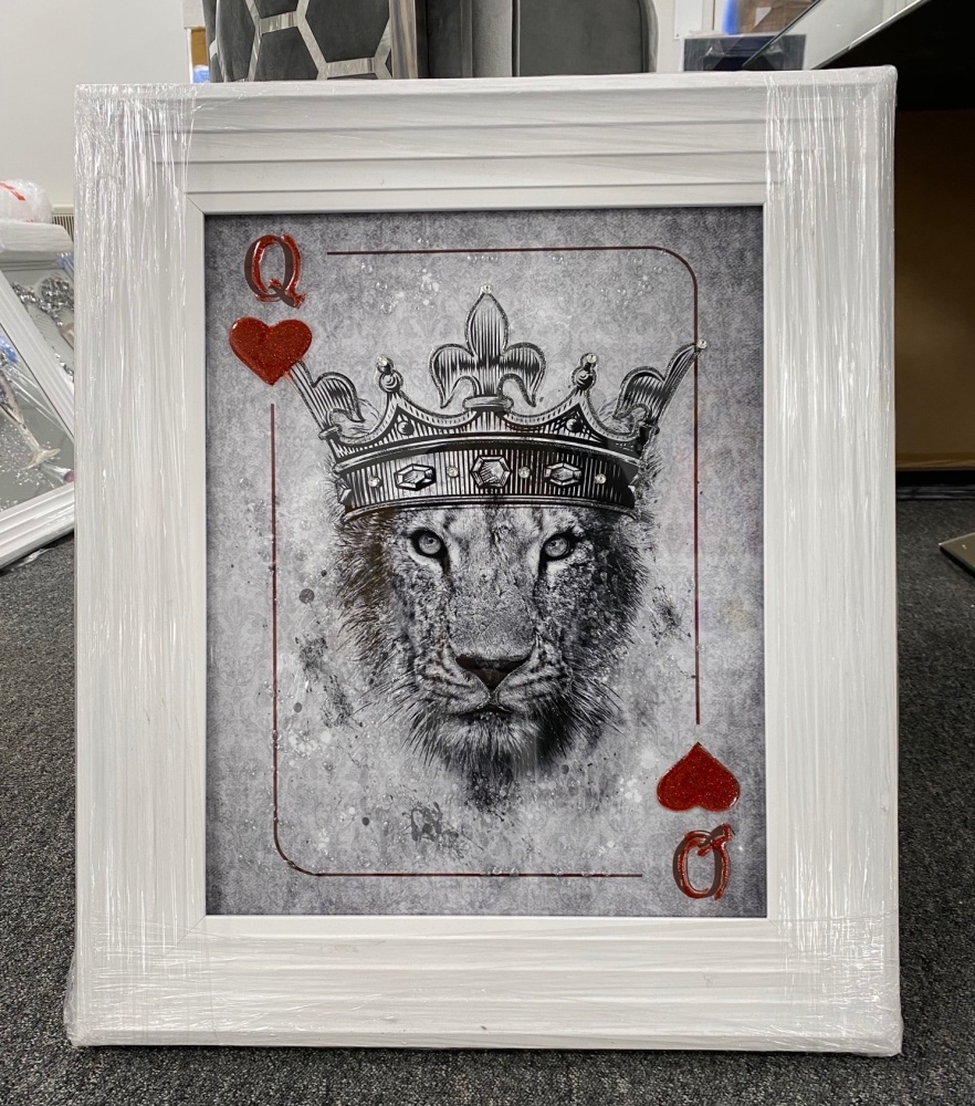 Mirror framed  Playing Card Art Wall Art  Prince of Hearts Tiger  in a mirror frame 