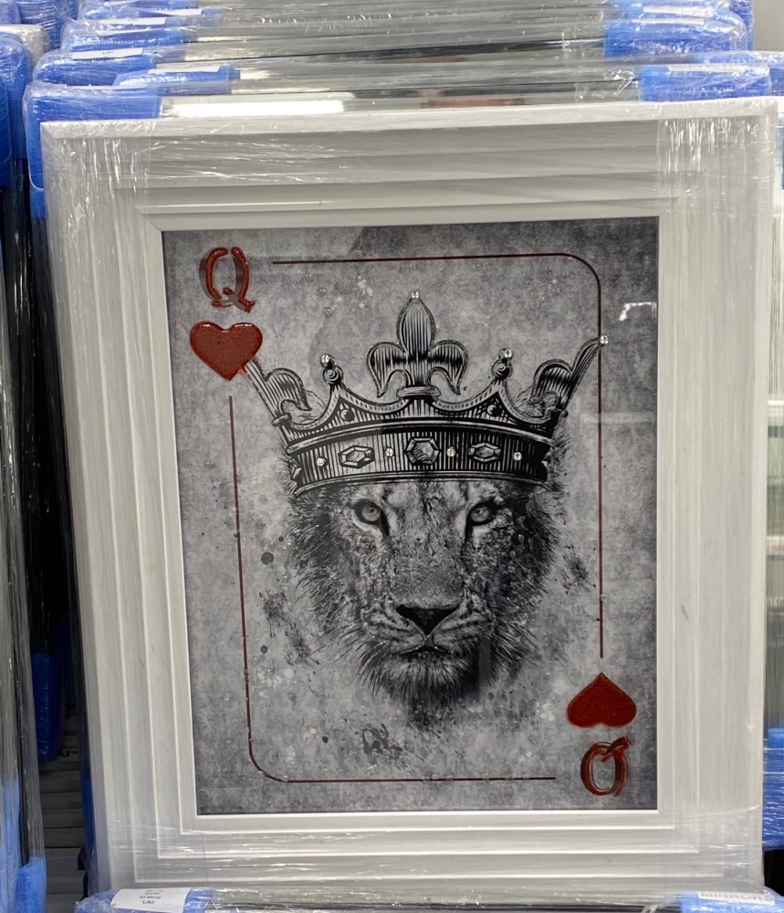 Mirror framed  Playing Card Art Wall Art  Prince of Hearts Tiger  in a mirror frame 