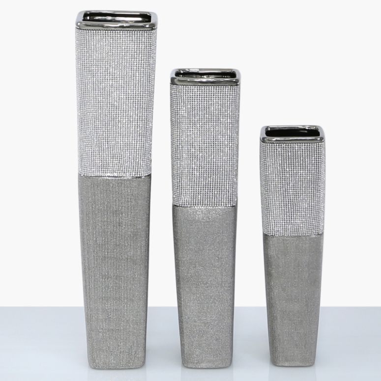 Sparkle Silver vase Medium 50cm high 