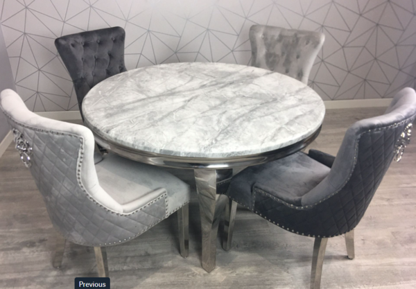 Elise Grey Marble Round Dining Table 130cm